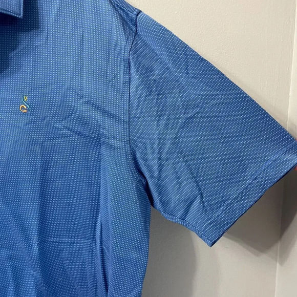 Peter Millar Mens Blue Mini Stripe Summer Comfort Polo Shirt XL Embroidered Logo - Picture 5 of 9